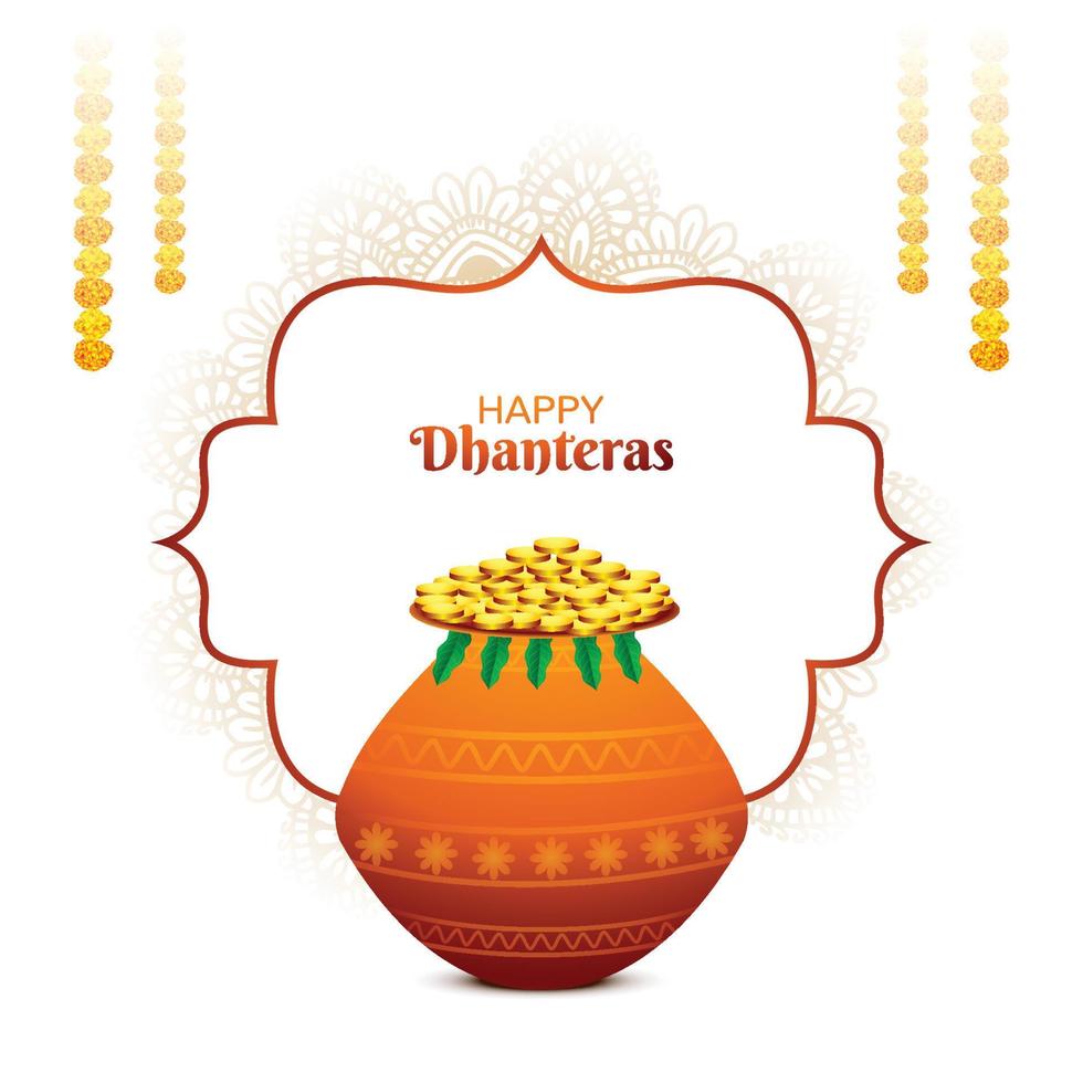 Illustration of gold coin in pot for dhantera celebration festival background vector