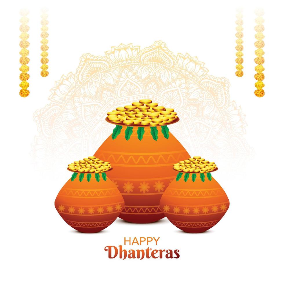 Happy dhanteras card festival background vector
