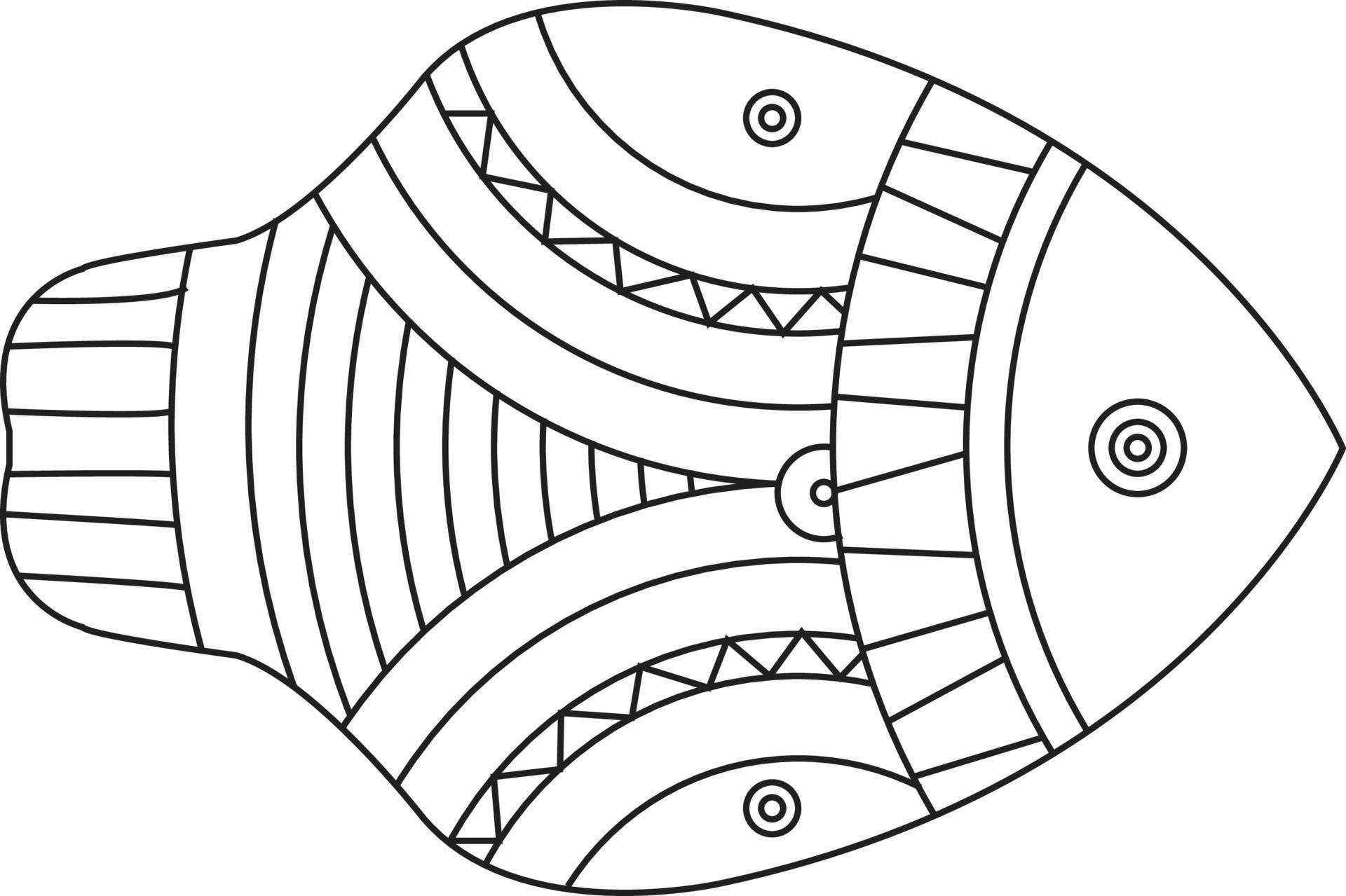 Elegant vector pattern with hand-drawn decorative fish. Cute design