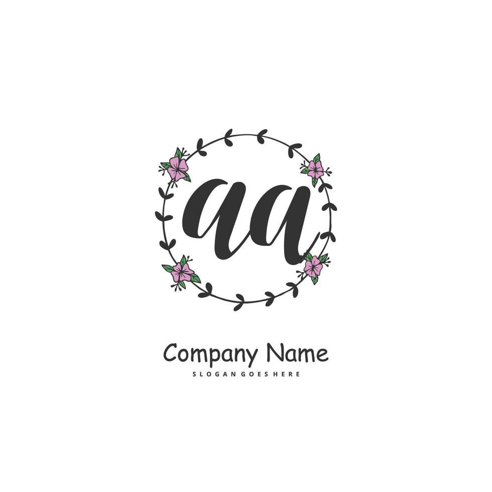 AA Initial handwriting and signature logo design with circle. Beautiful design handwritten logo for fashion, team, wedding, luxury logo. vector