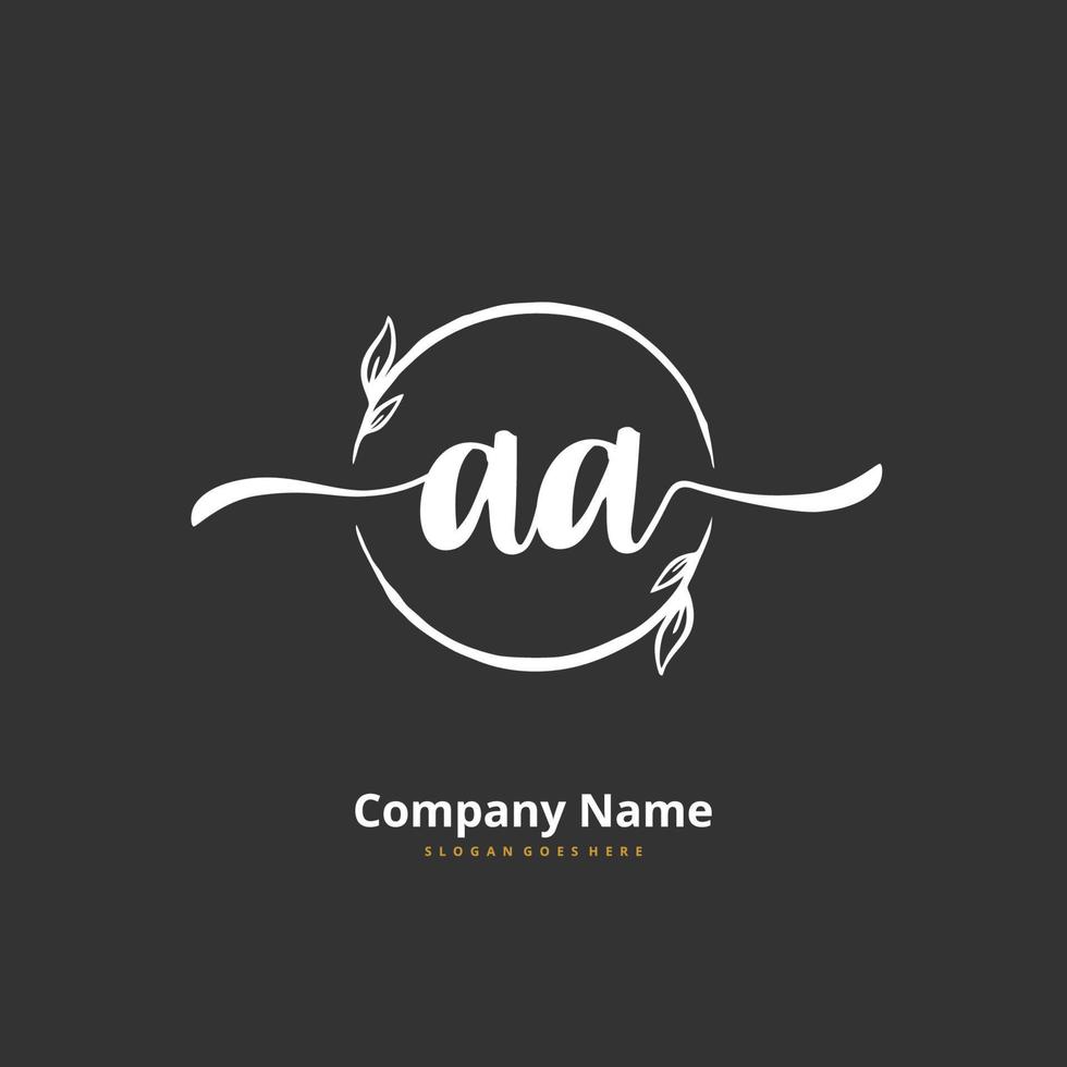 AA Initial handwriting and signature logo design with circle. Beautiful design handwritten logo for fashion, team, wedding, luxury logo. vector