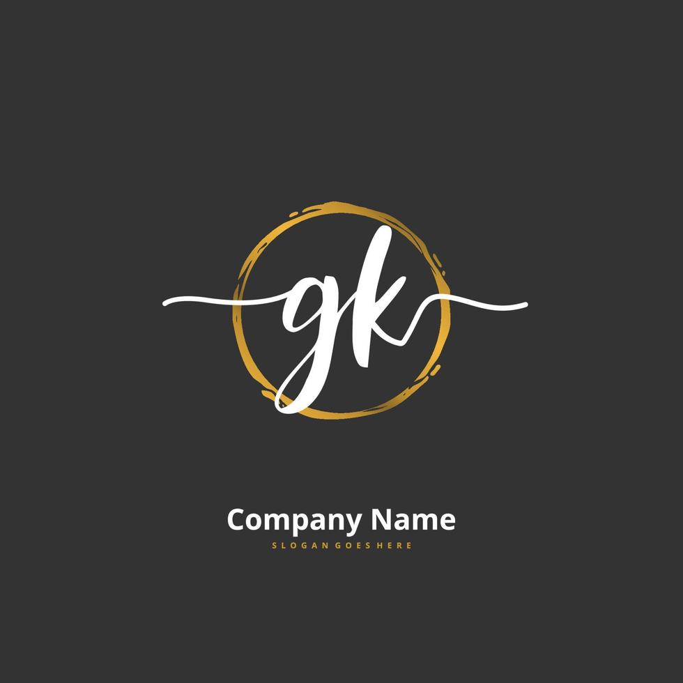 GK Initial handwriting and signature logo design with circle. Beautiful design handwritten logo for fashion, team, wedding, luxury logo. vector