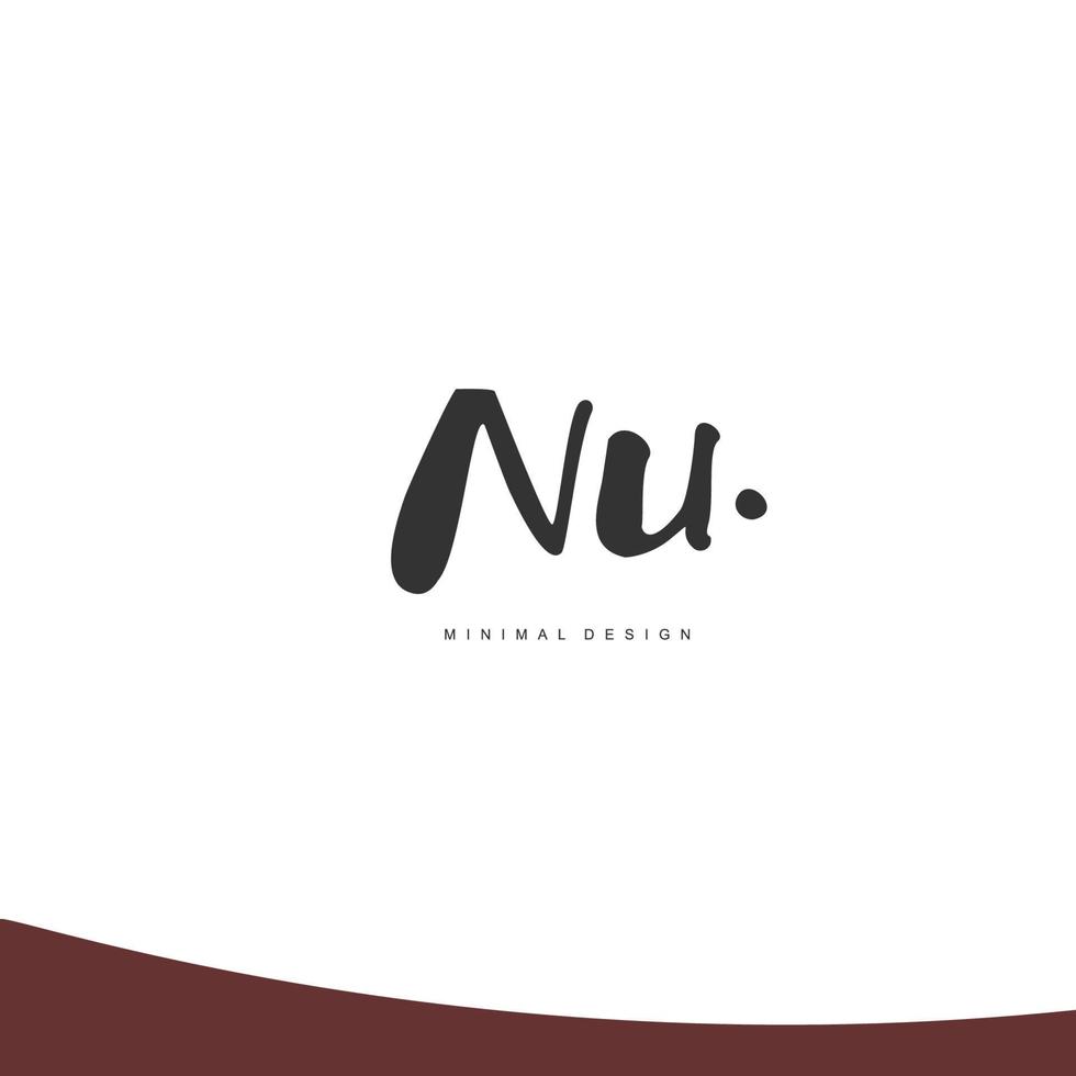 NU Initial handwriting or handwritten logo for identity. Logo with signature and hand drawn style. vector