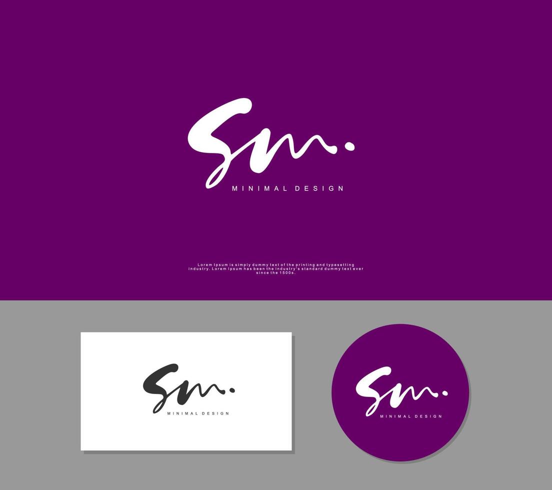 sm escritura inicial a mano o logotipo escrito a mano para identidad. logo con firma y estilo dibujado a mano. vector