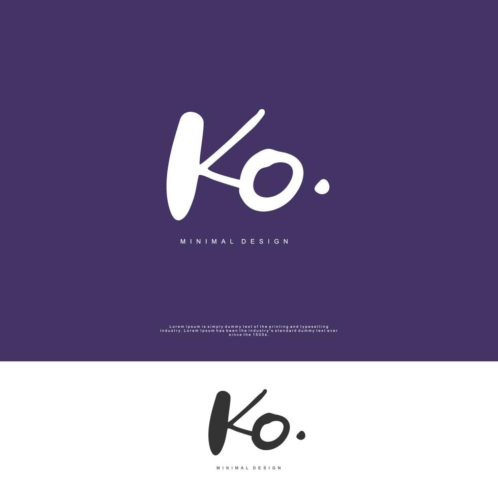 ko letra inicial o logotipo escrito a mano para la identidad. logo con firma y estilo dibujado a mano. vector