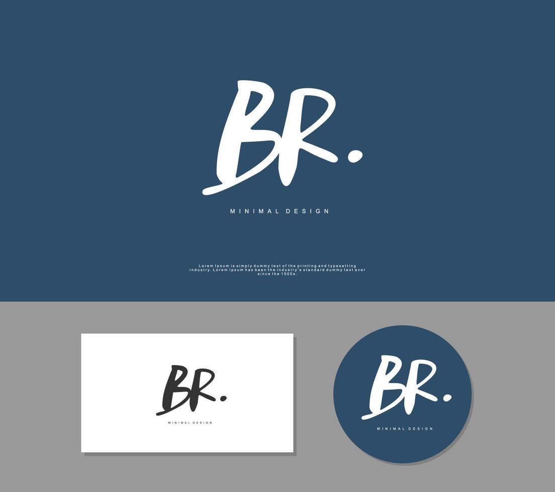 BR Initial handwriting or handwritten logo for identity. Logo with signature and hand drawn style. vector