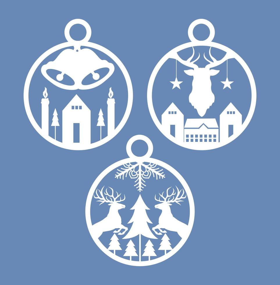laser cut snowflakes christmas ball vector set