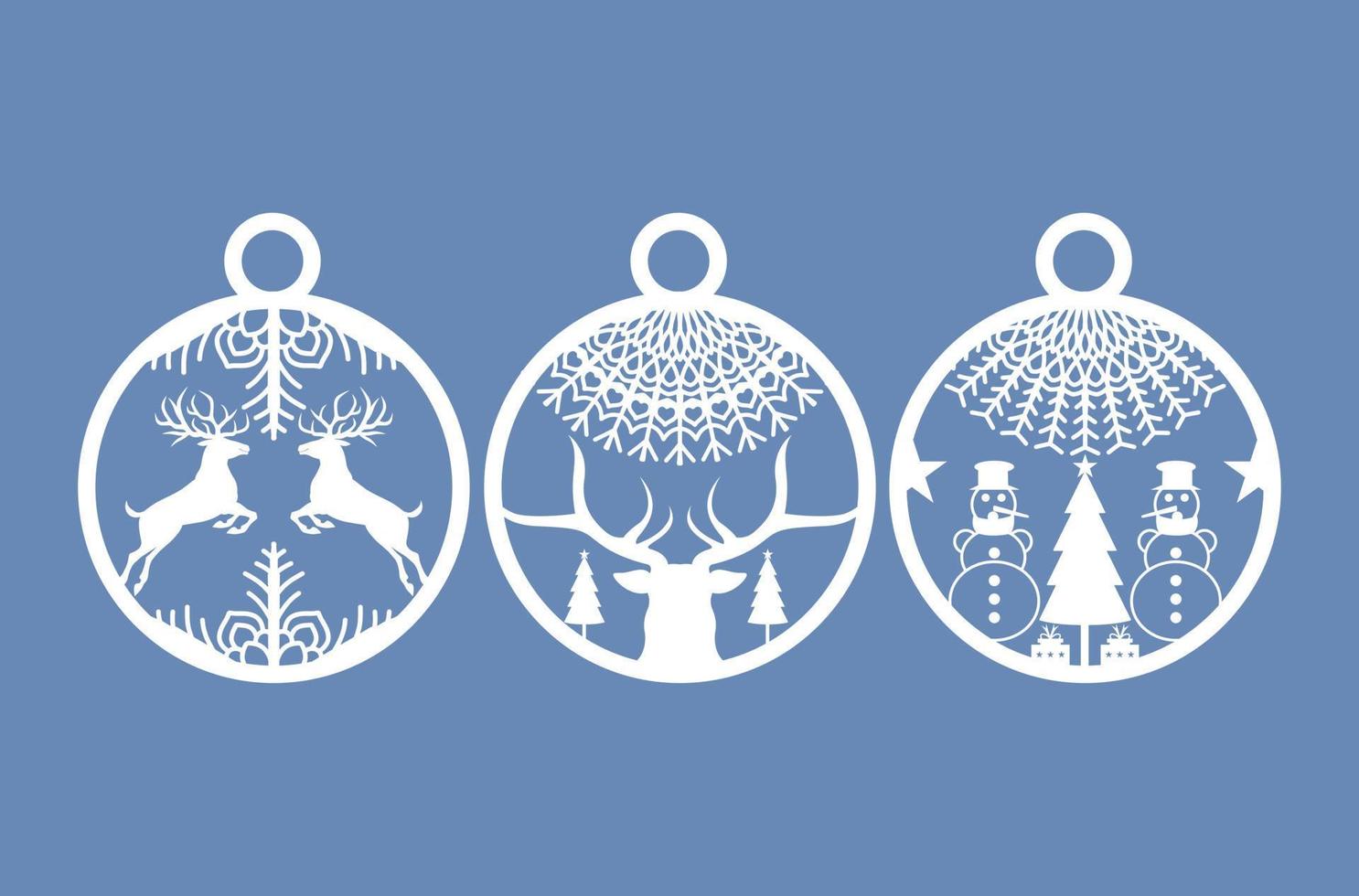 laser cut snowflakes christmas ball vector set