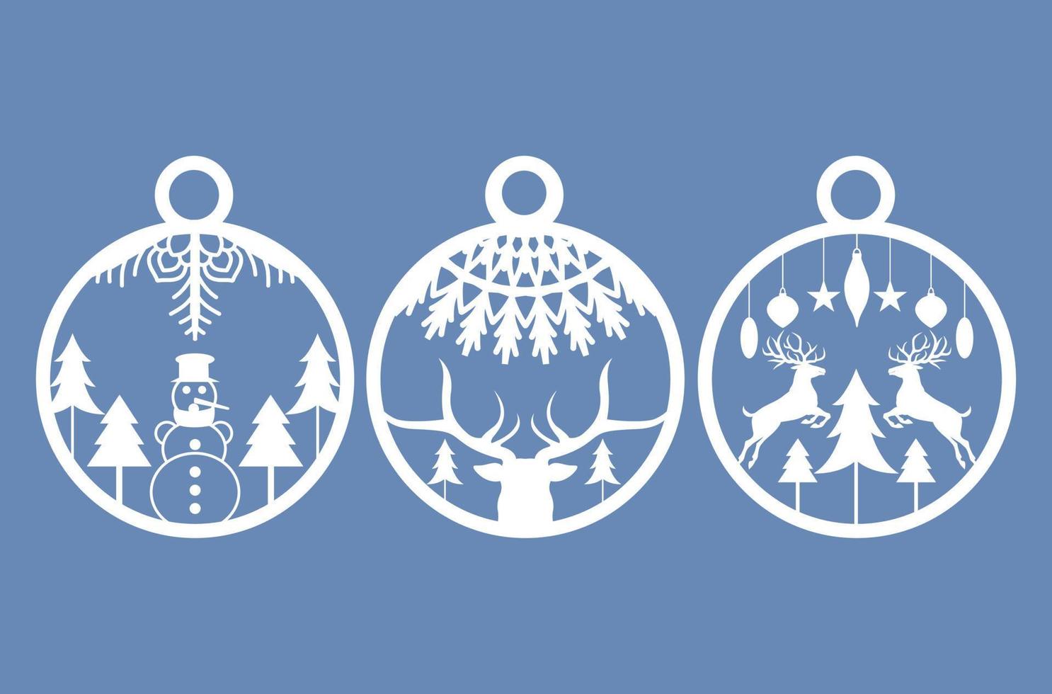 laser cut snowflakes christmas ball vector set