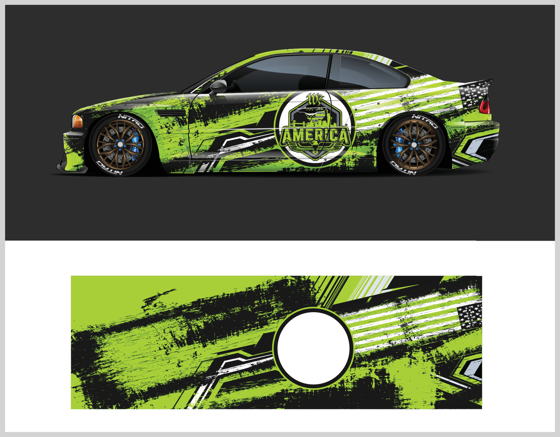American Flag car wrap design with colorful modern 12788671 Vector Art