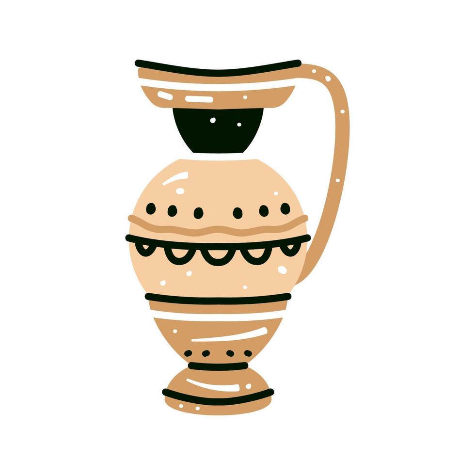 Greek ceramic amphora. Old historical vessel. Classic crockery of Ancient Greece vector