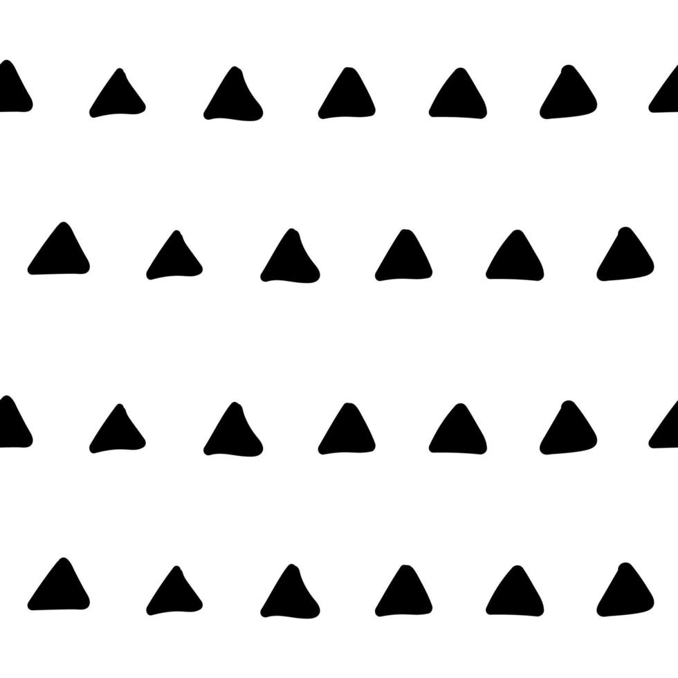 Simple hand drawn geometric pattern. Trendy monochrome triangles brush marks. vector