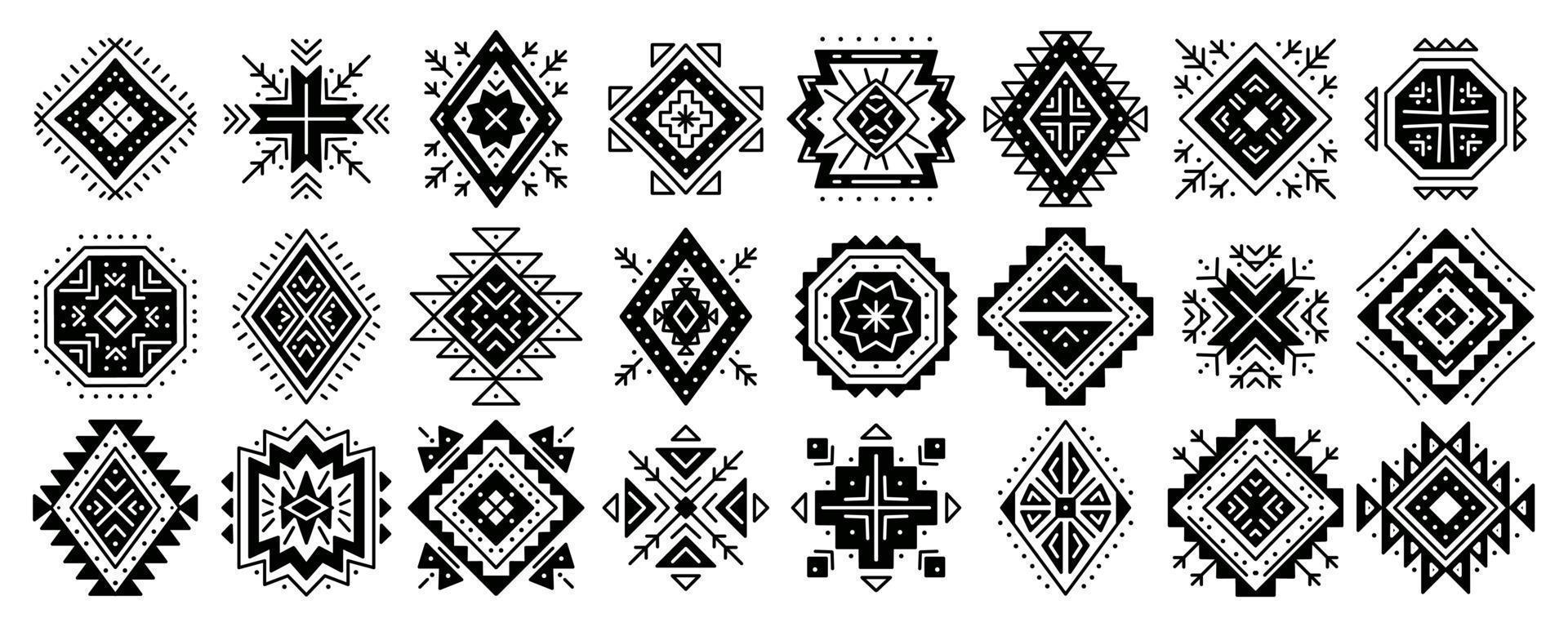 Aztec abstract geometric elements. Set of ethnic ornaments. Navajo motifs vector