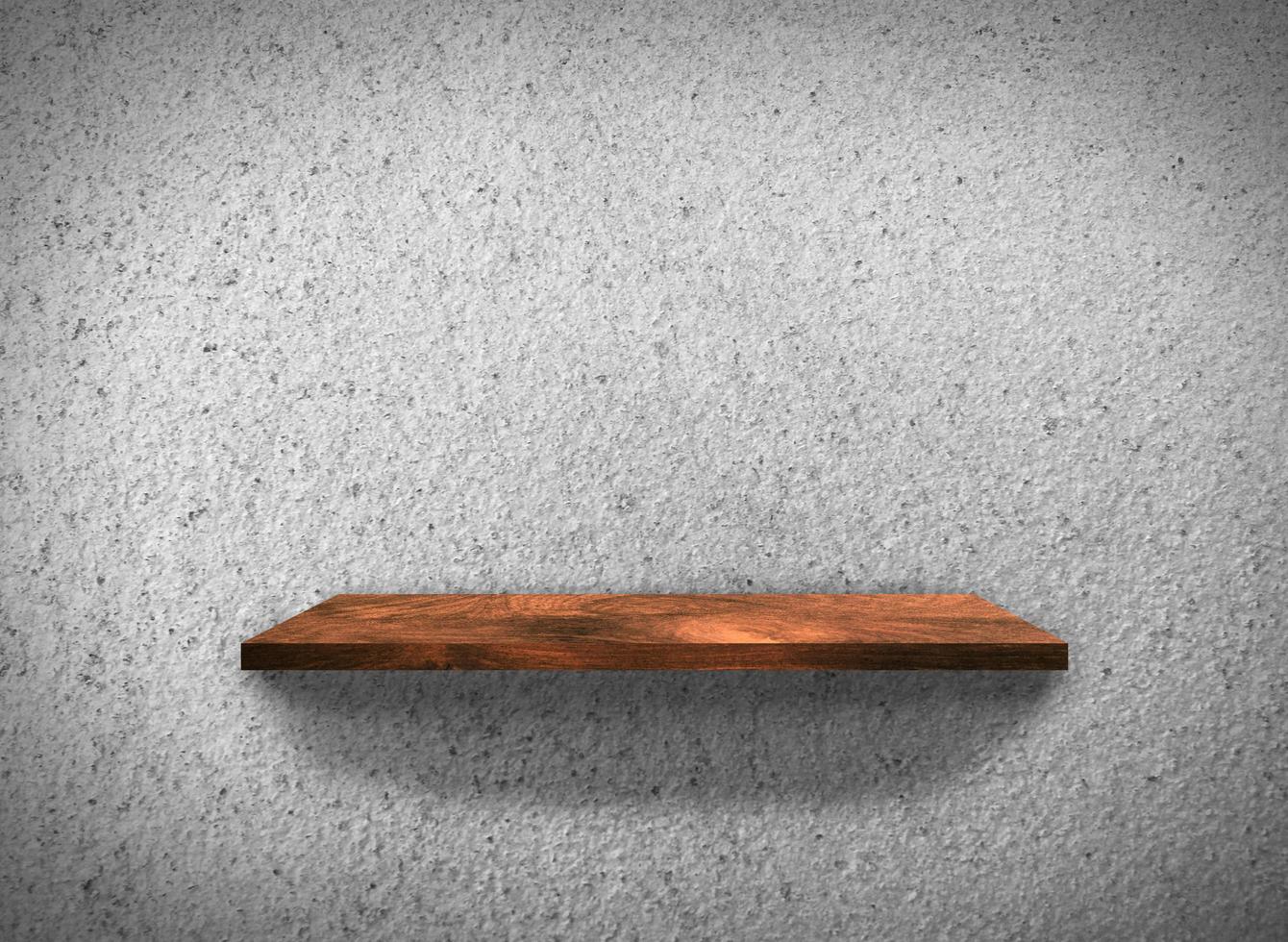 Top view of wood shelves on concrete wall texture background with clipping path for design photo