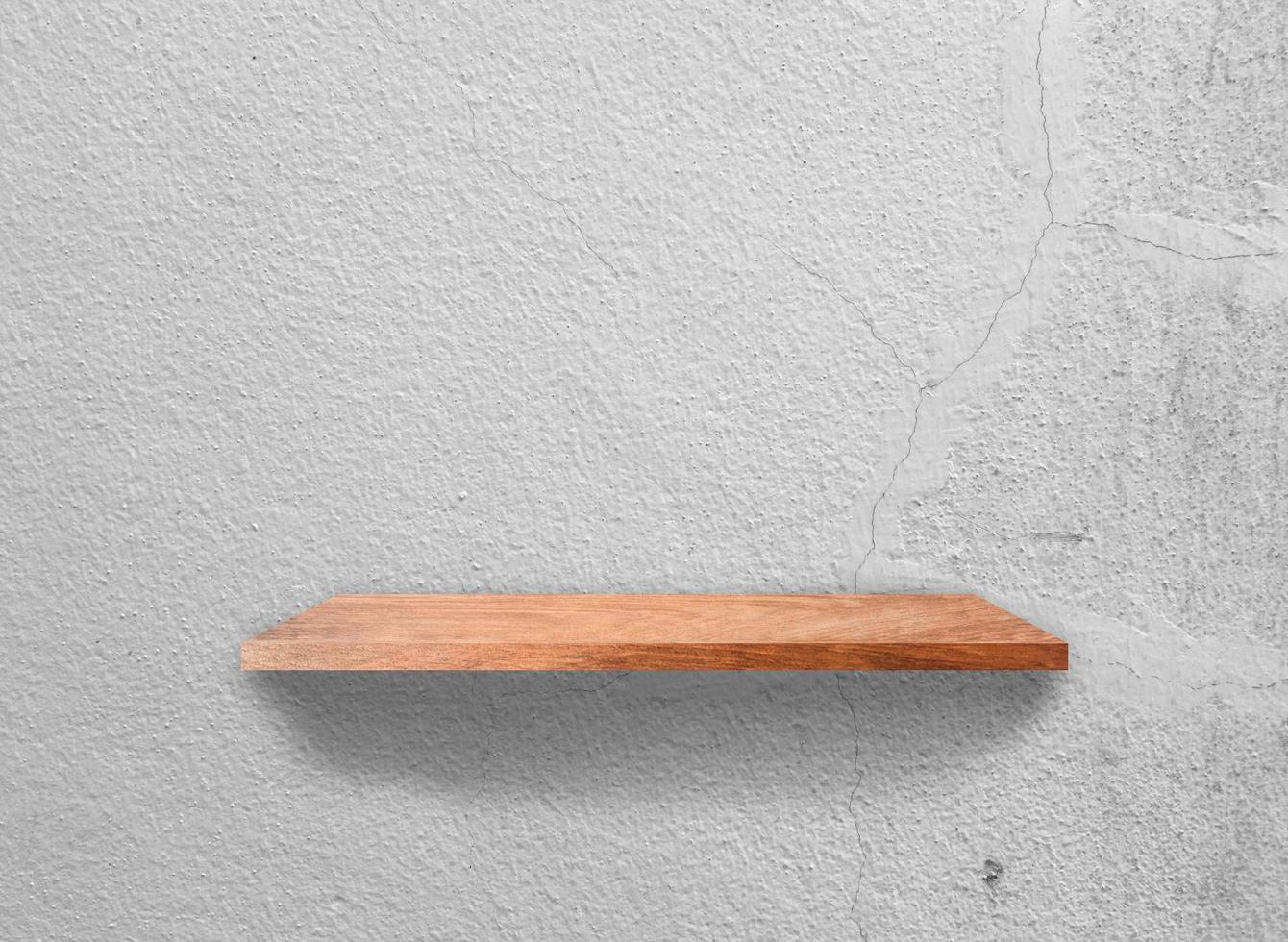 Vintage Wooden shelves on concrete wall texture background with clipping path. Blank for design photo