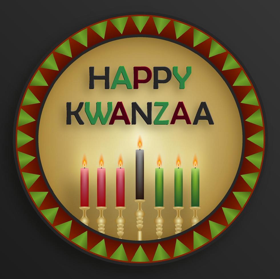 Happy kwanzaa card with nice and creative symbols on color background for kwanzaa holiday vector