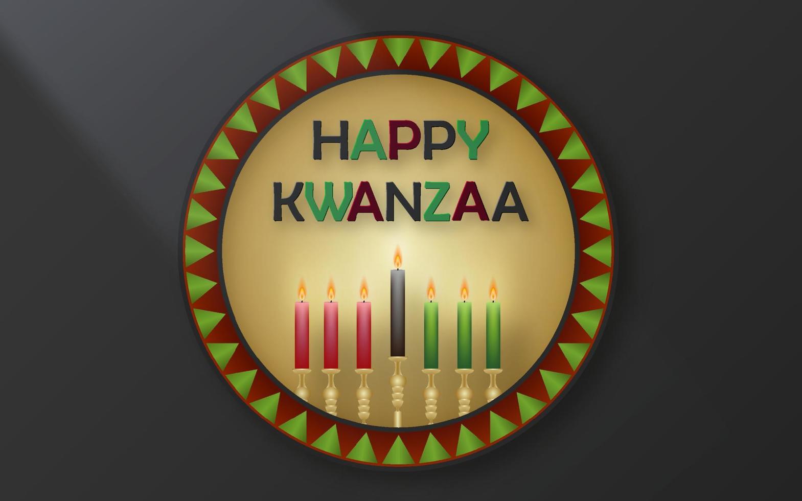 tarjeta kwanzaa feliz con símbolos bonitos y creativos sobre fondo de color para vacaciones kwanzaa vector
