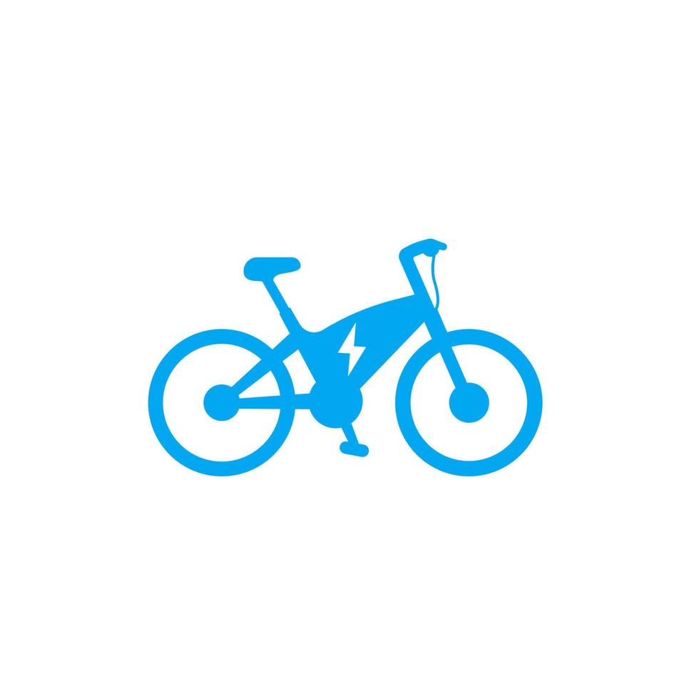 icono de bicicleta eléctrica, transporte ecológico, pictograma vectorial de bicicleta eléctrica aislado en blanco vector