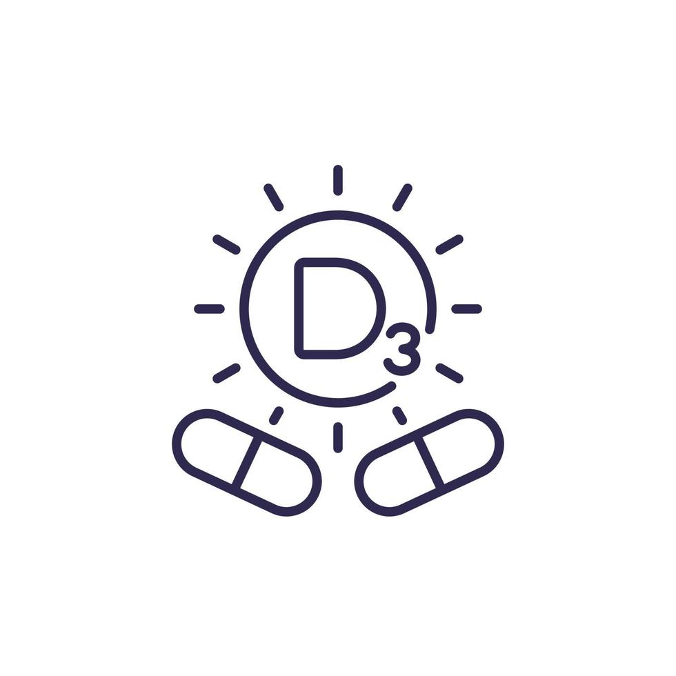 d3 vitamin pills line icon on white vector