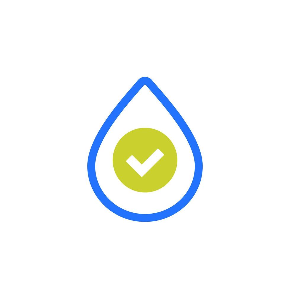 water drop icon and a check mark vector