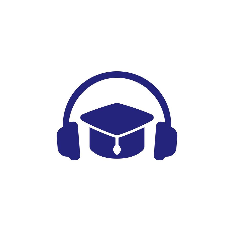 icono de curso de audio en blanco vector