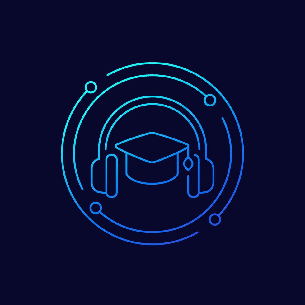 Audio course line icon, online education vector