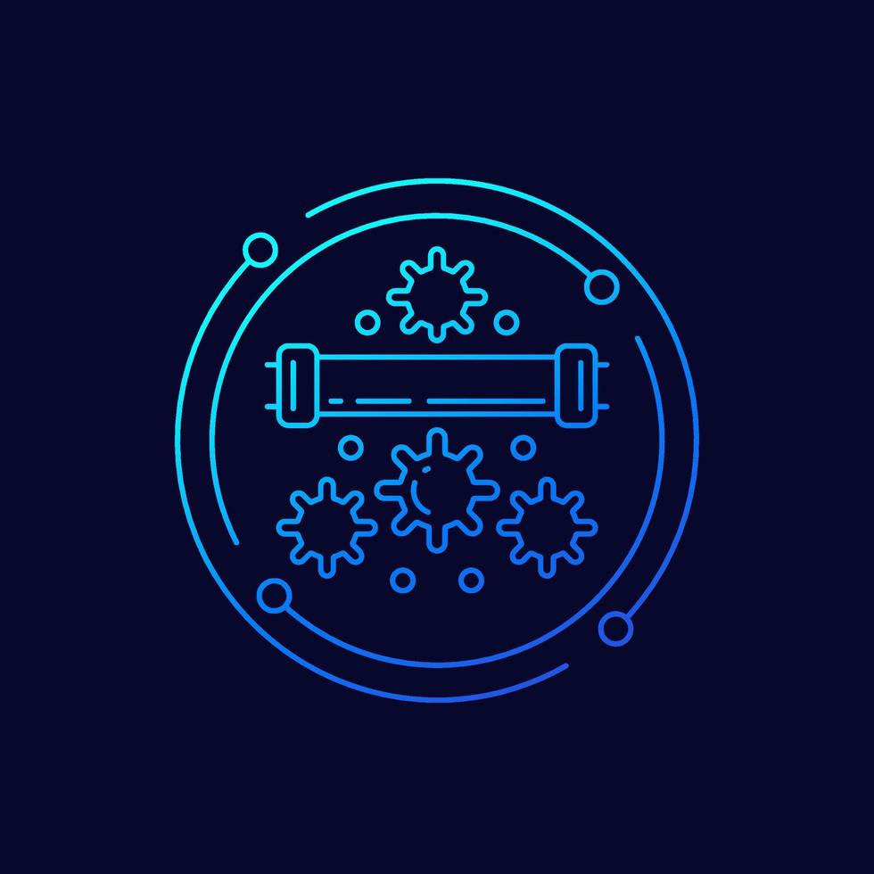 UV-C lamp icon, ultraviolet light for disinfection line vector