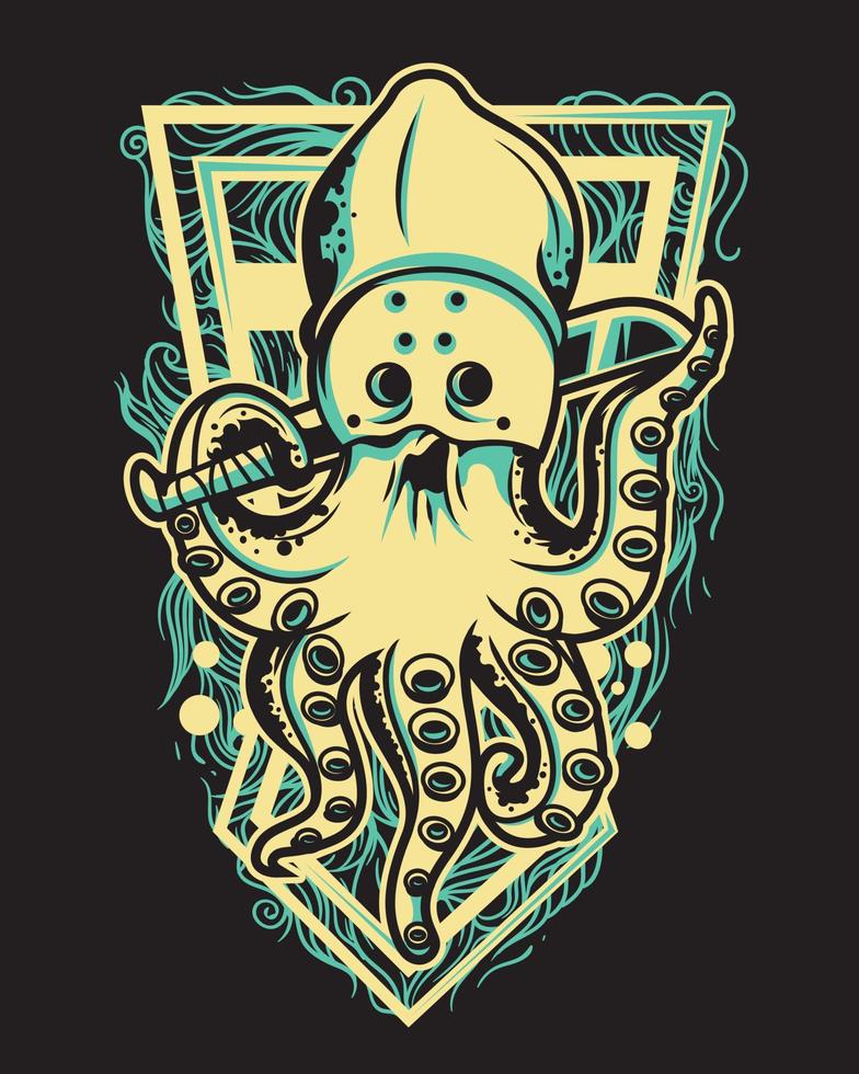 vector illustration of an octopus wearing a face covering