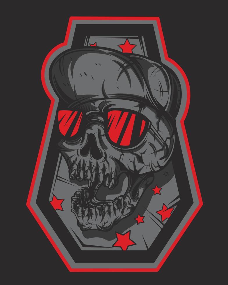 vector illustration of a skull wearing a hat and sunglasses