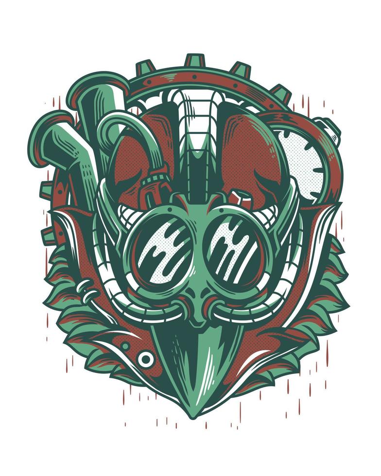 vector illustration of a human head with lots of accessories