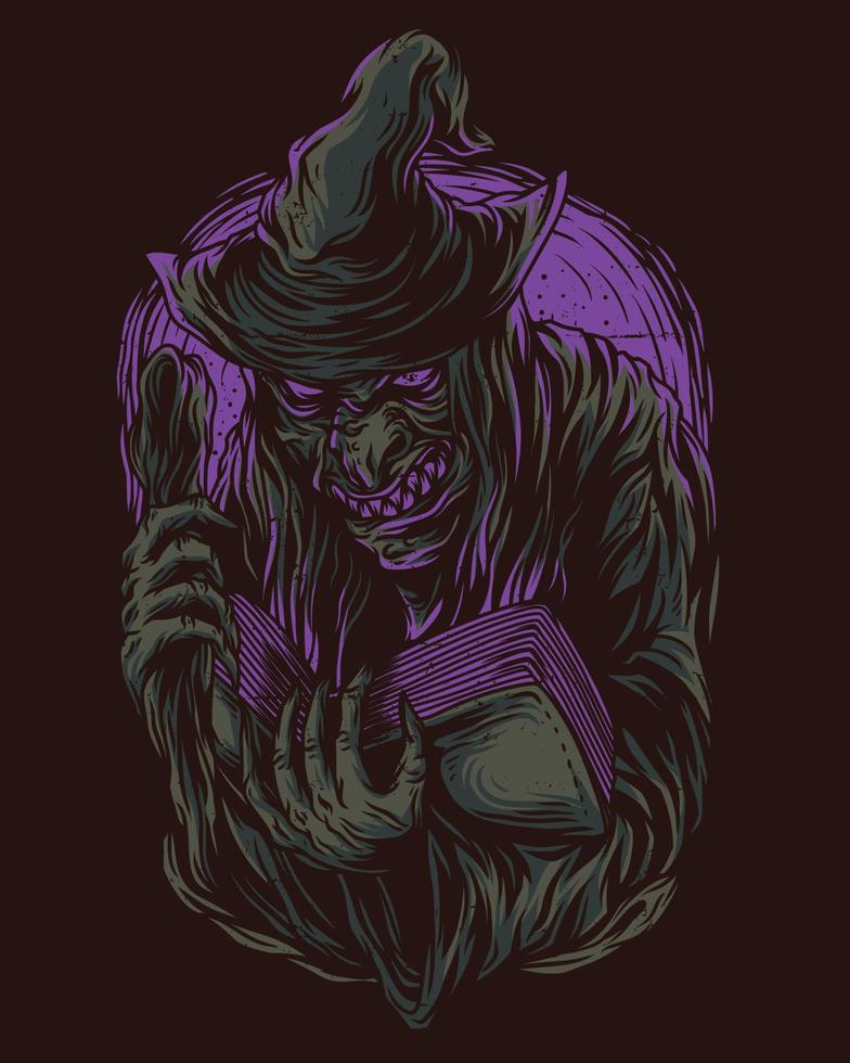 very ugly and disgusting witch figure vector illustration image