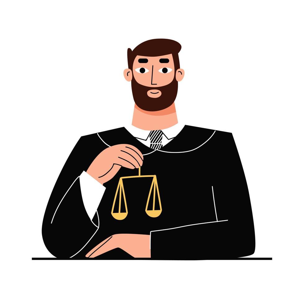 Mbti concept. Manager character. Male judge. Flat vector illustration