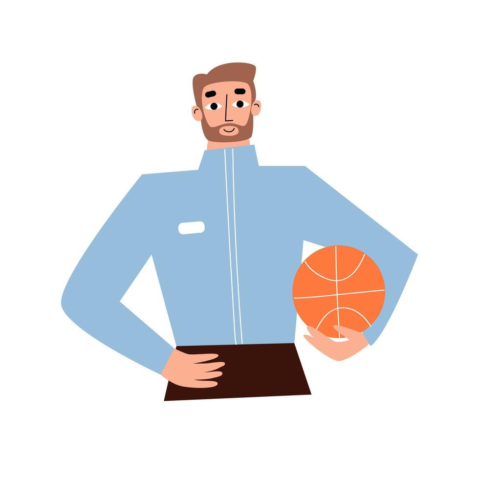 Mbti concept. Trainer character. Basketball Coach. Flat vector illustration
