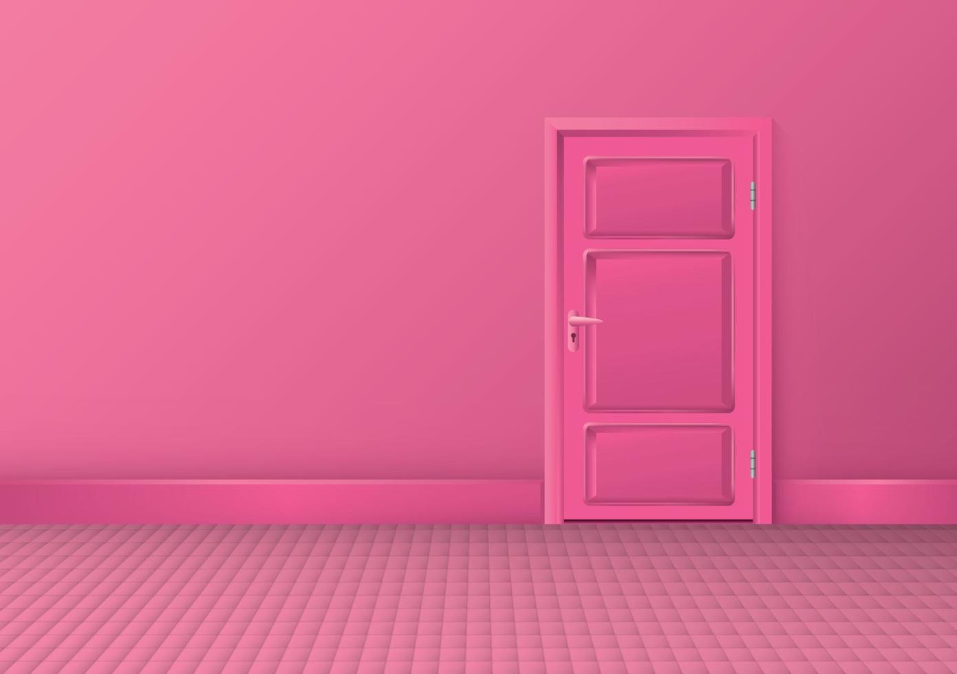 la pared rosa y el mosaico con la puerta rosa clásica tienen un espacio en blanco. plantilla de fondo de habitación rosa para productos presentados.. vector