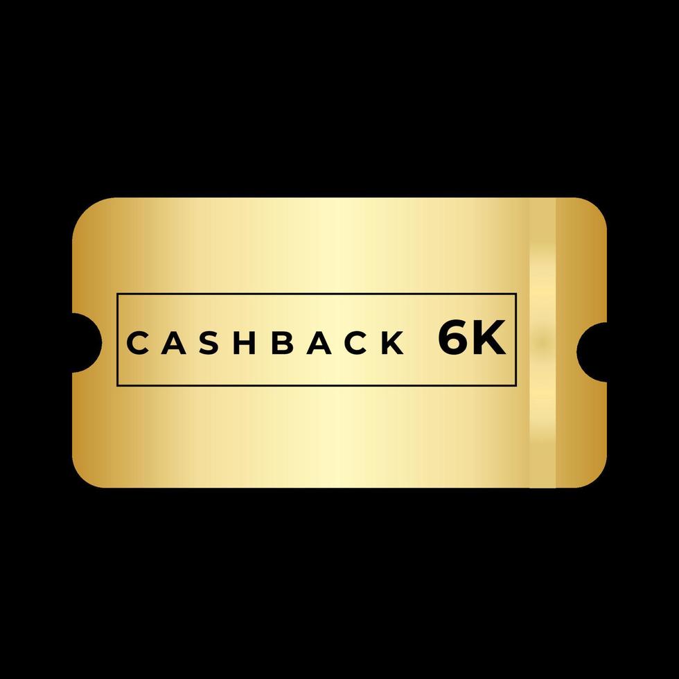 billete dorado cashback 6k ilustrador vector