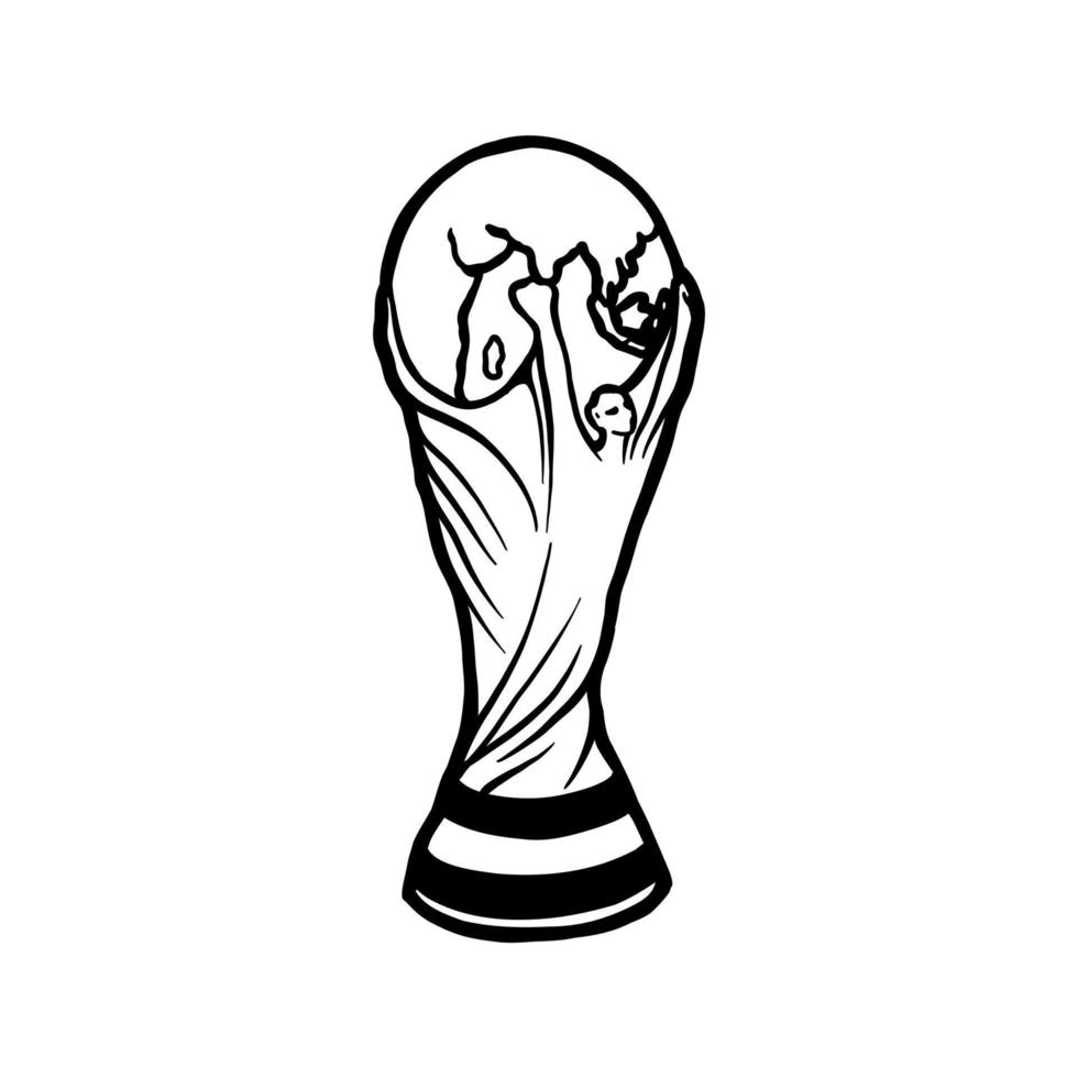 Trophy Fifa World Cup Logo Mondial Champion. Trophy black and white vector illustration. Symbol of a champion.