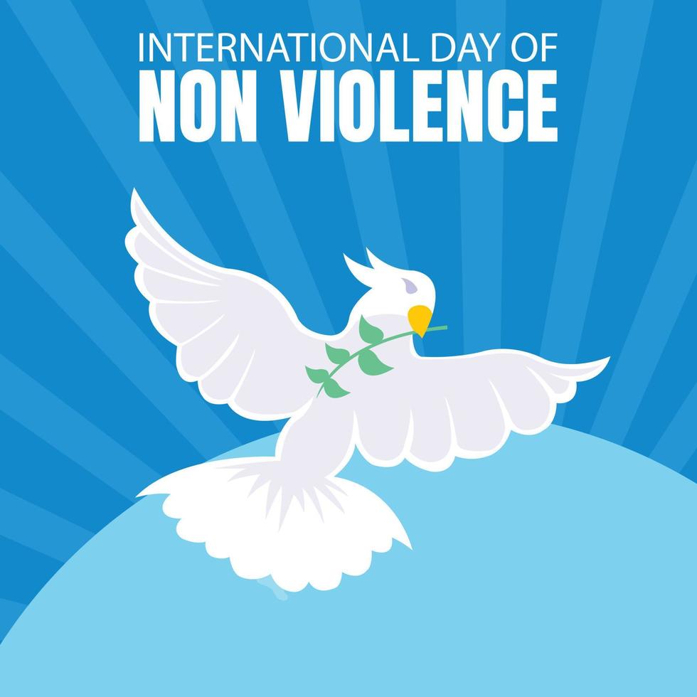 illustration vector graphic of a dove flies with a leaf, perfect for international day of non violence, celebrate, greeting card, etc.