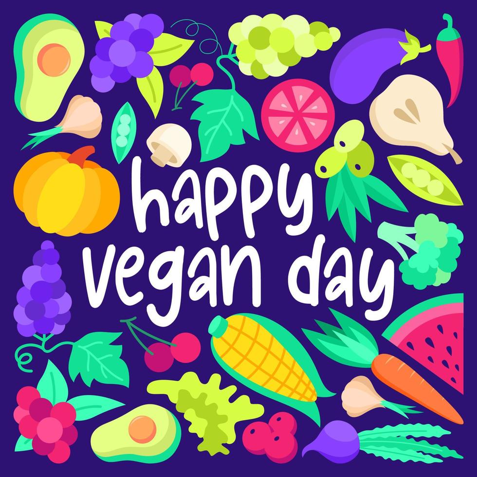 happy vegan day banner template design vector