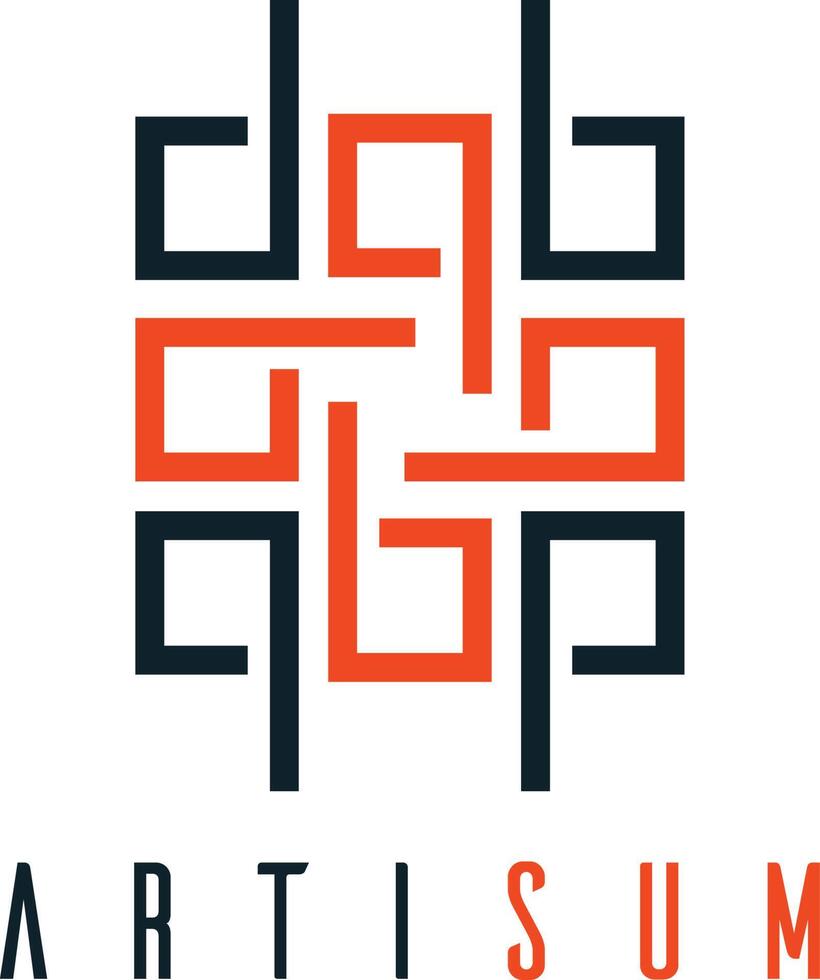 Square decorative color corporate identity design element. QR code and digital tech logo concept. vector