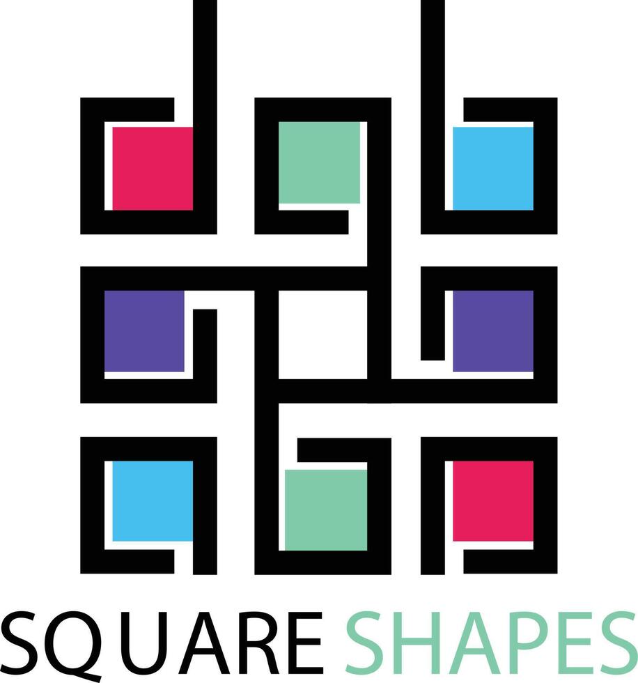 Square decorative color corporate identity design element. QR code and digital tech logo concept. vector