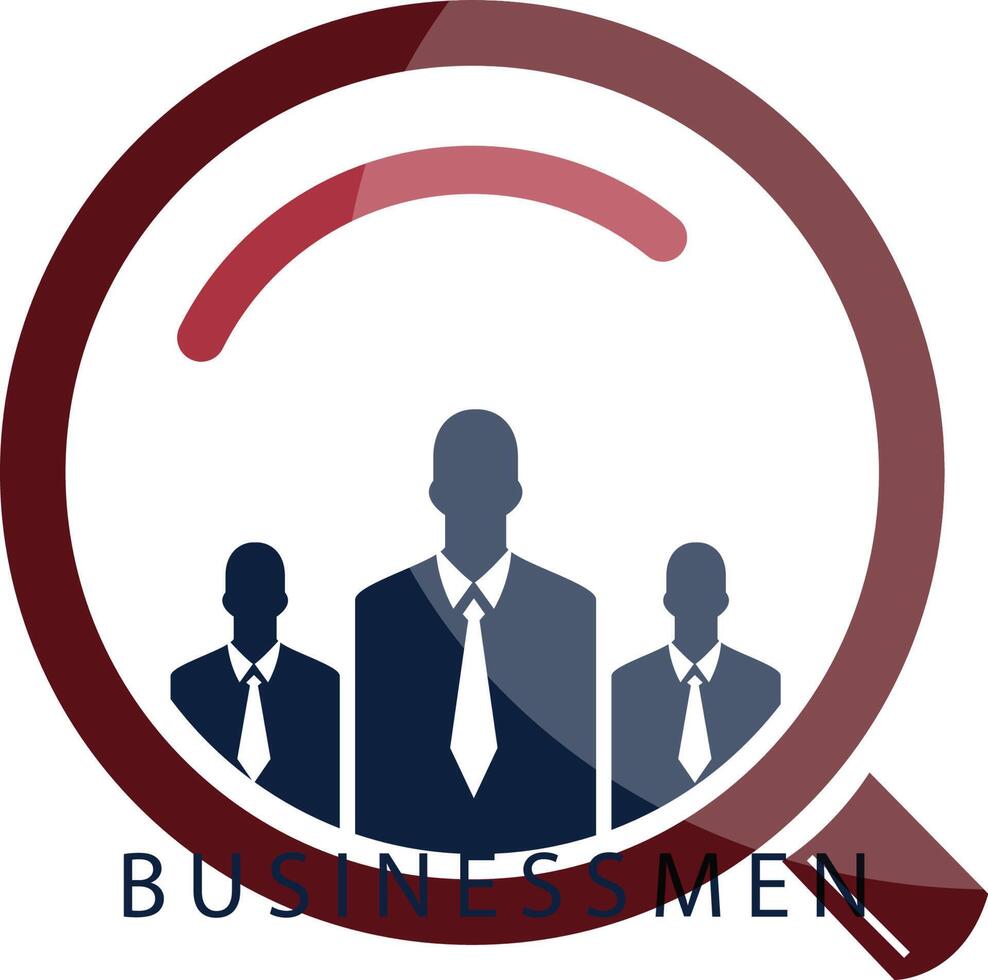 Businessman and Search Logo Template. Man and Magnifier Vector Design.