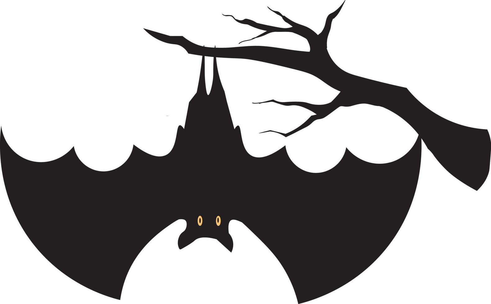 Bat hanging on a tree branch vector