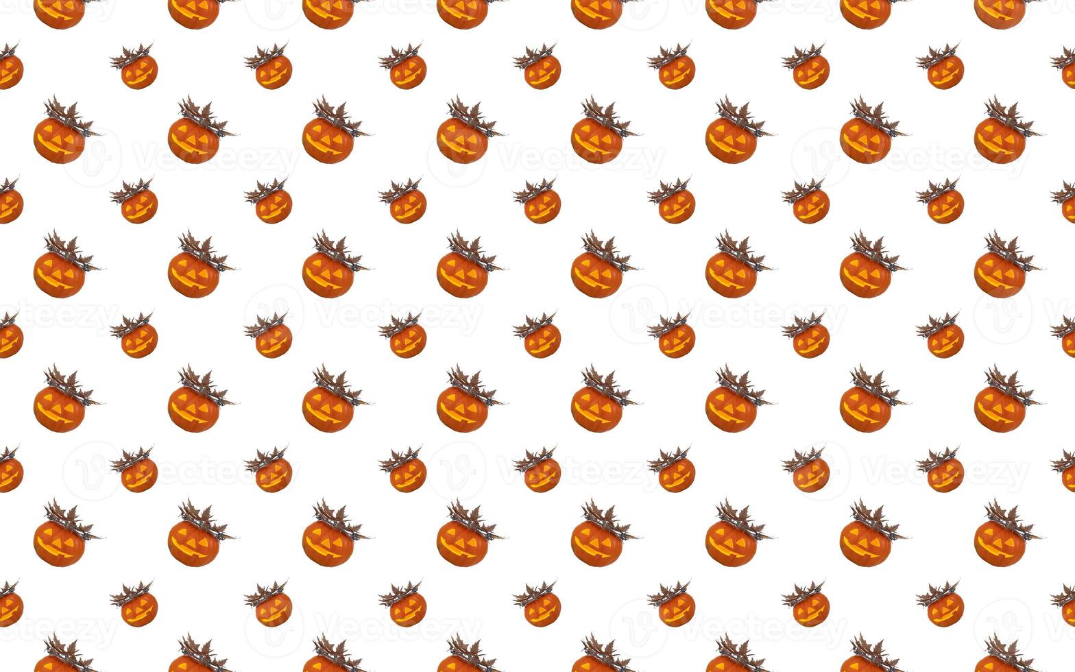 Print, seamless pattern, pattern of glowing festive pumpkins in Halloween style. Festive packaging. photo