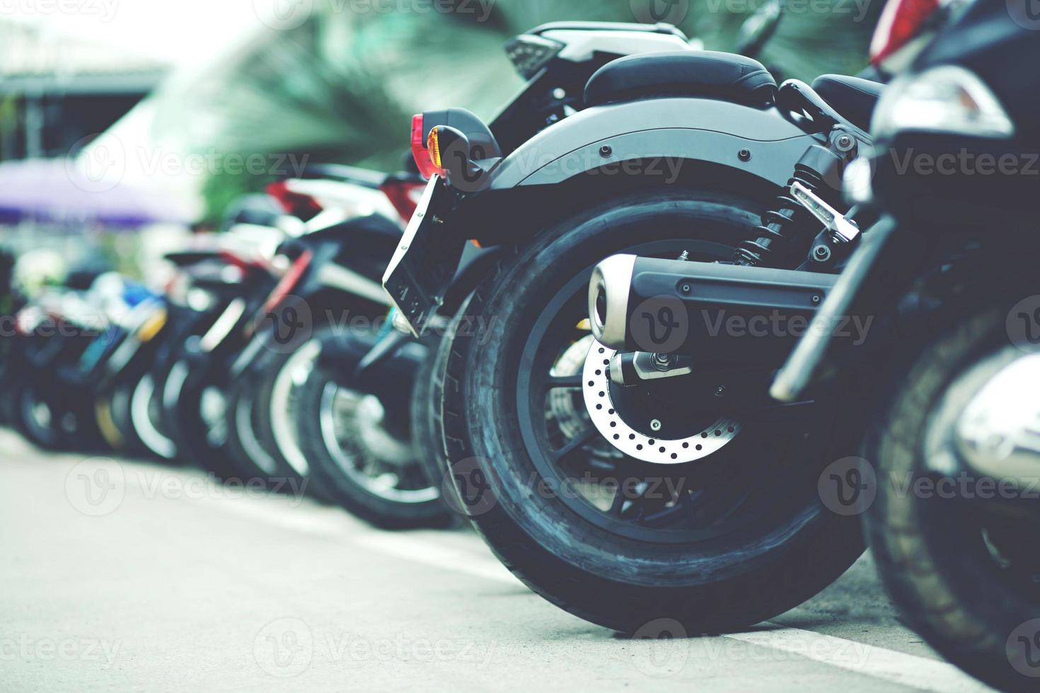Motorbike parking in a shopping mall photo