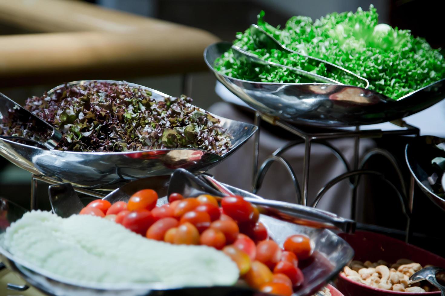 Vegetable salad mixture in container stainless. photo