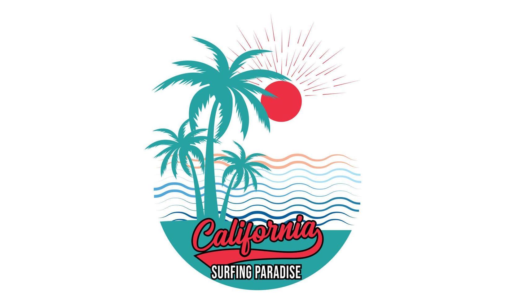 california surf paradise vector t-shirt design pro vector.