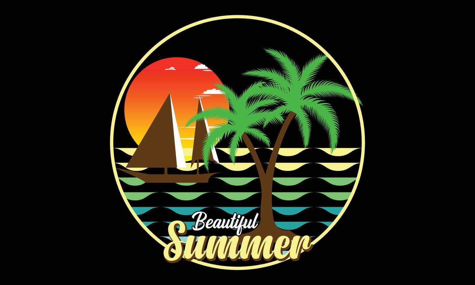 Beautiful Summer Beach vector t-shirt design Pro Vector.