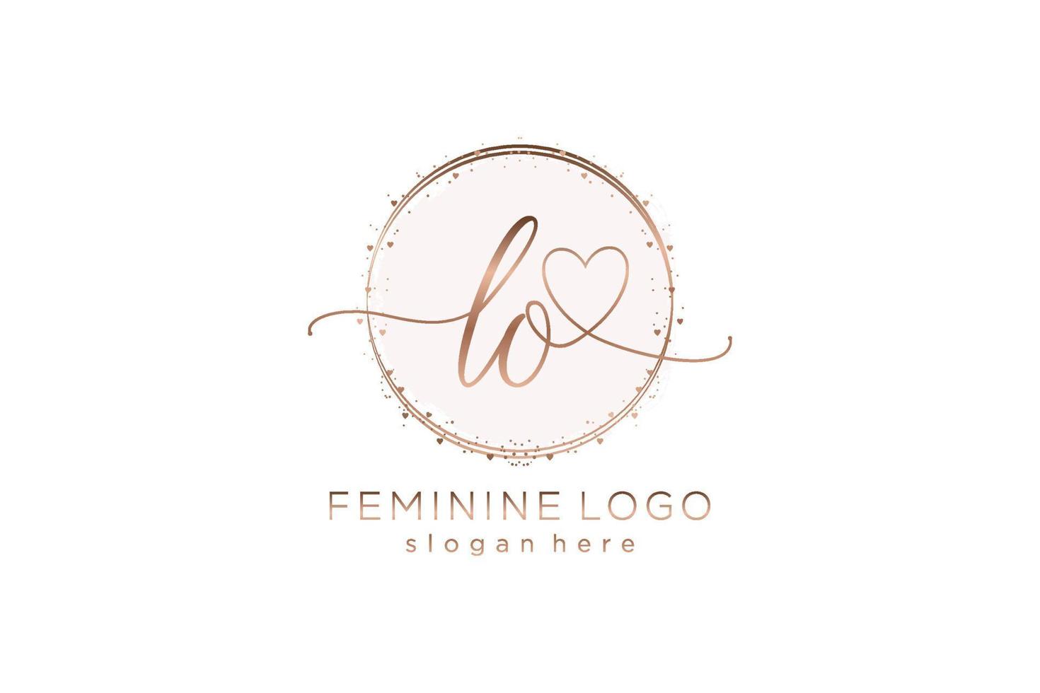 Initial LO handwriting logo with circle template vector logo of initial wedding, fashion, floral and botanical with creative template.