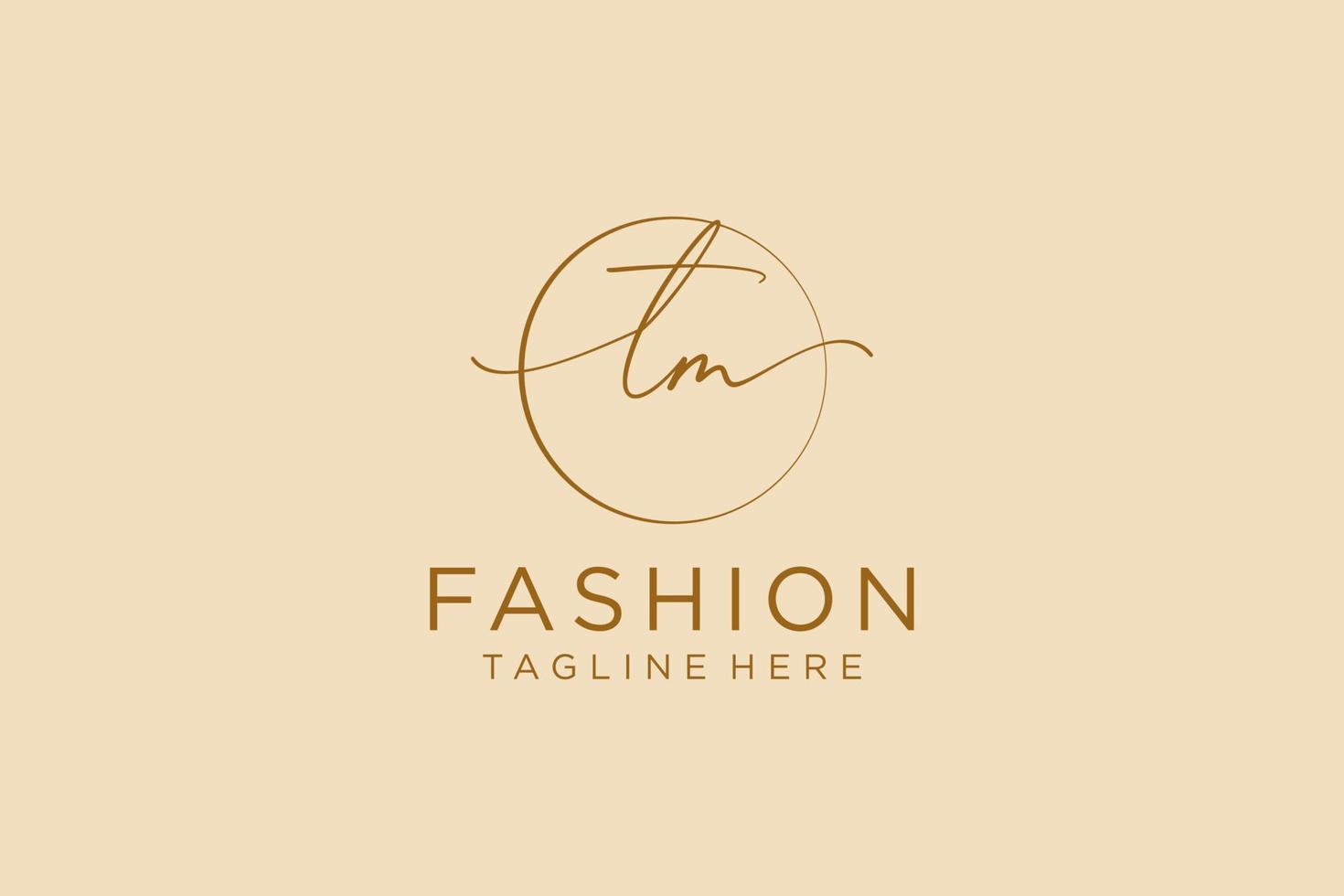 initial TM Feminine logo beauty monogram and elegant logo design, handwriting logo of initial signature, wedding, fashion, floral and botanical with creative template. vector