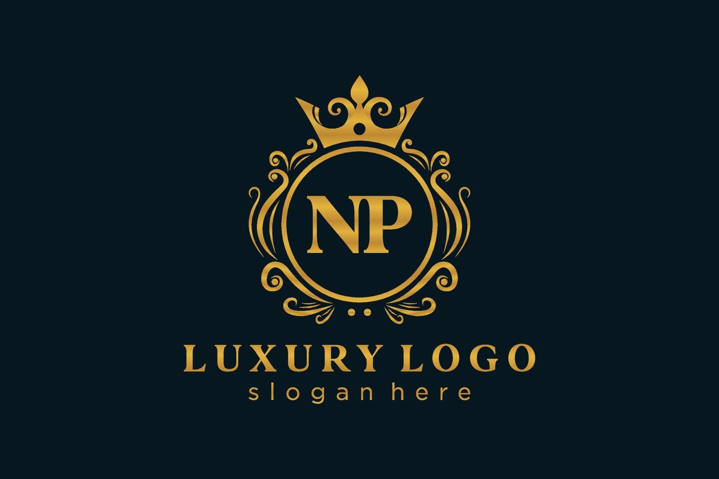 Initial NP Letter Royal Luxury Logo template in vector art for Restaurant, Royalty, Boutique, Cafe, Hotel, Heraldic, Jewelry, Fashion and other vector illustration.